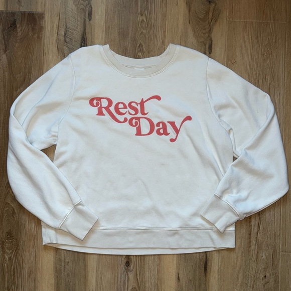 All in Motion White Crew Neck Sweater with Red Print - Picture 1 of 3